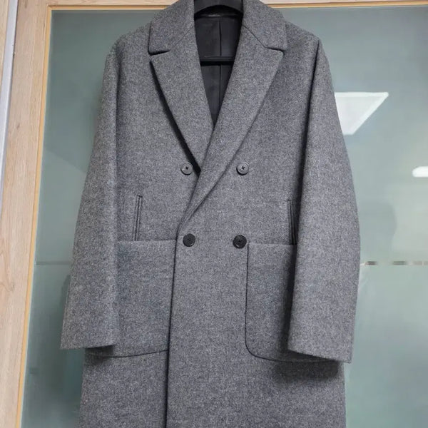 [BUNJANG] Time Homme Double Coat Grey / 타임옴므 더블 코트 그레이