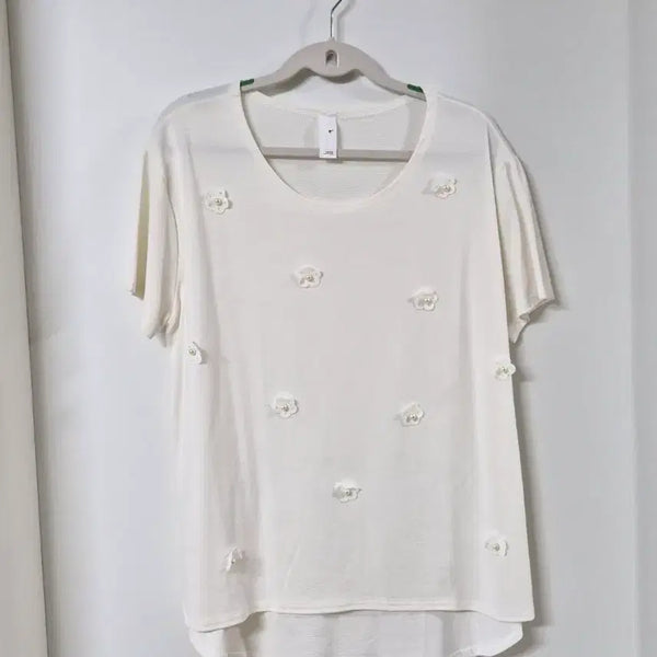 [BUNJANG] Women's Short Sleeve T-Shirt Ivory Size 66 / 여성 반팔티 아이보리66  새옷