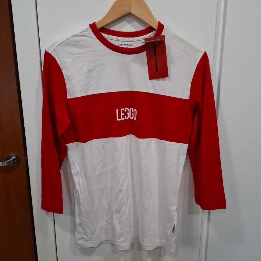 [BUNJANG] INTERCREW Long Sleeve T-Shirt White/Red S (New) / 인터크루 긴팔 티셔츠 화이트/레드 S(90사이즈)(새상품)