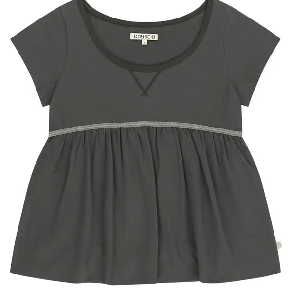 [BUNJANG] COYSEIO Lace Balloon T-Shirt Dark Gray Size 1 / 코이세이오 레이스 벌룬 티셔츠 다크 그레이 1사이즈