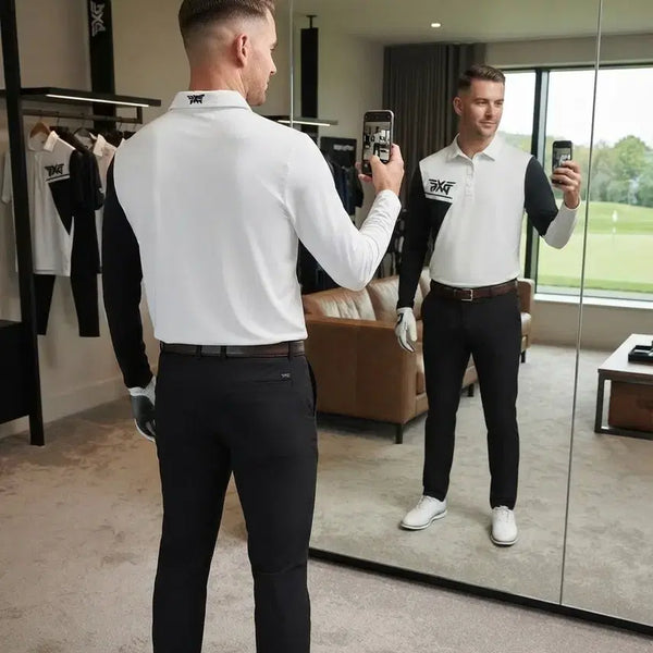 [BUNJANG] PXG Men's Golf Long Sleeve T-Shirt White/Black / PXG 남성 골프 긴팔 티셔츠 화이트/블랙100