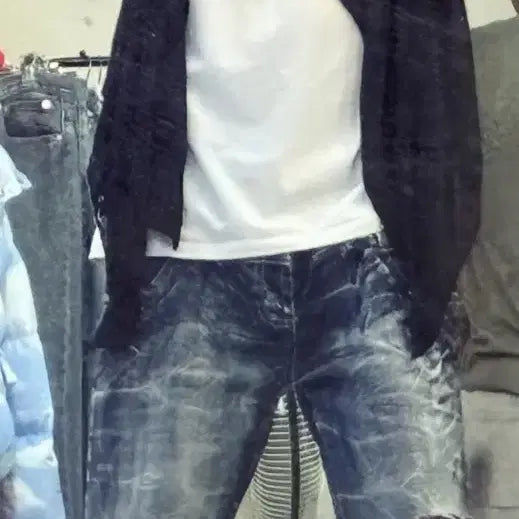 [BUNJANG] Punk RICKOWENS Layered Black See-through Cardigan / 펑크 릭맛 레이어드 블랙 시스루 가디건