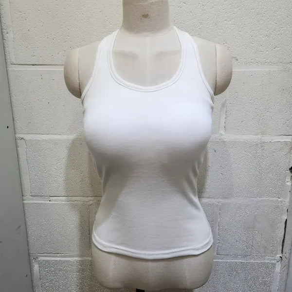 [BUNJANG] Basic Built-in Bra Camisole - White / 캡내장 홀더넥 무지 나시- 화이트