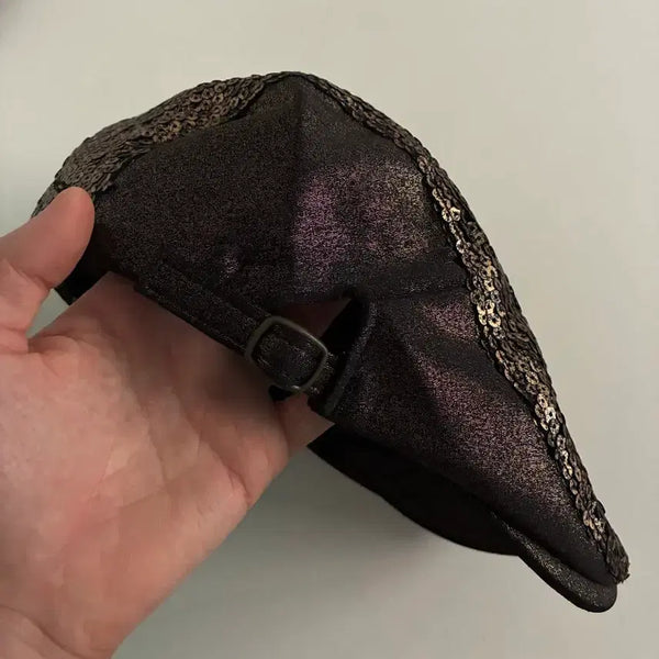 [BUNJANG] Vintage Japanese Punk Gold Metallic Sequin Hunting Cap / 일본 빈티지 펑크 골드 메탈릭 스팽글 트리밍 헌팅캡