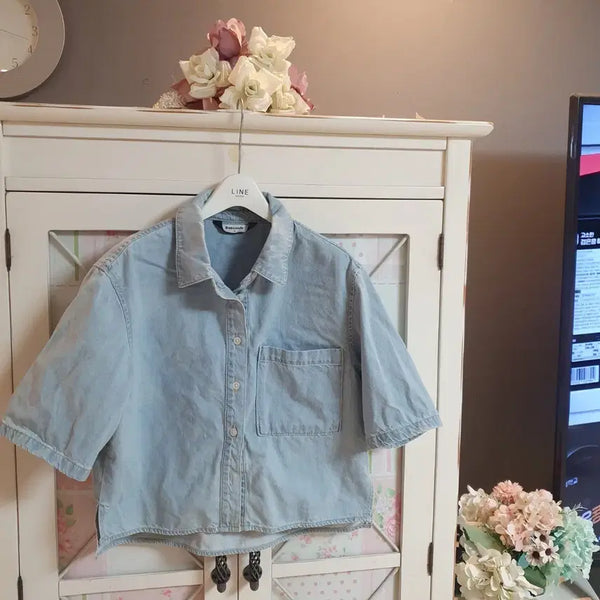 [BUNJANG] 8seconds Light Wash Denim Shirt / 에잇세컨즈 데님자켓 데님셔츠/55-66