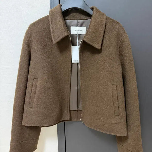 [BUNJANG] Ganaesra Rose Handmade Zip-Up Jacket Brown / 가내스라 로제 핸드메이드 집업 자켓