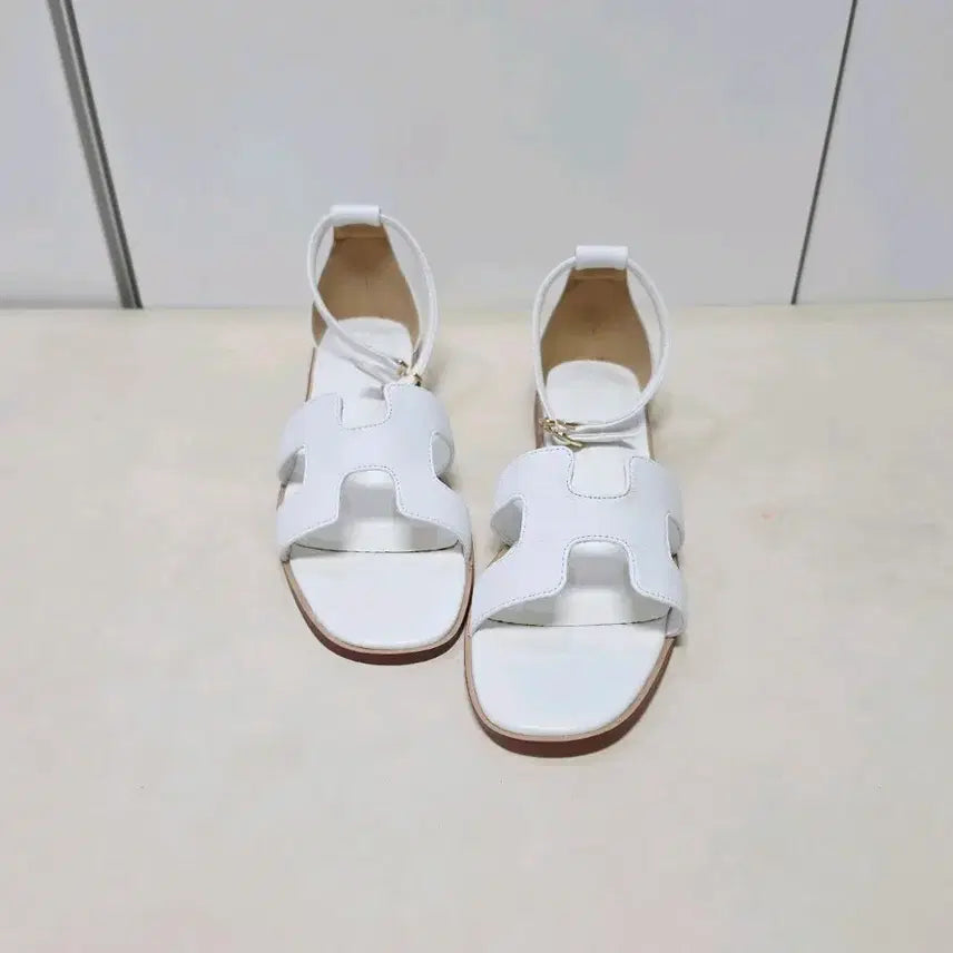 [BUNJANG] Leather Strap Sandals White / 250 가죽 스트랩샌들 새상품