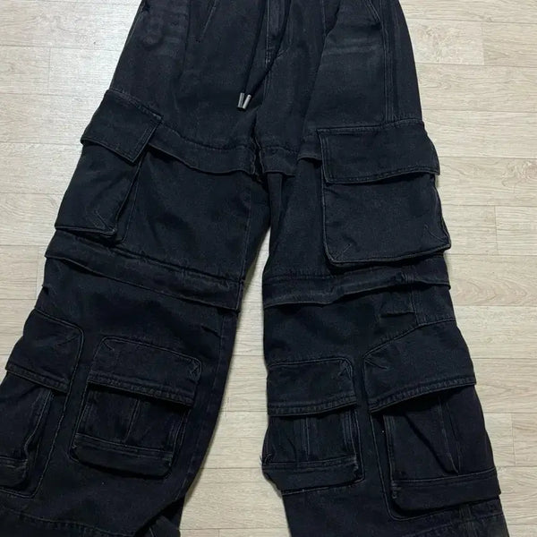 [BUNJANG] SONGZIO Collection Meta Cargo Denim Pants Black / 송지오 컬렉션 메타 카고 데님 팬츠 블랙 SG2PT720BK