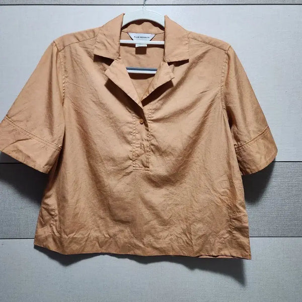 [BUNJANG] Club Monaco Women's Cotton Open Collar Short Sleeve Blouse XS / 클럽모나코 여성 코튼 오픈카라 반팔 블라우스 XS