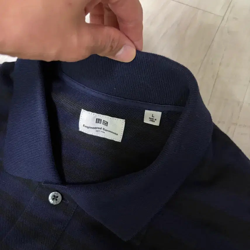 [BUNJANG] Uniqlo x Engineered Garments Striped Polo Shirt (Navy, Size L) / [L]유니클로x엔지니어드가먼츠 스트라이프 폴로티
