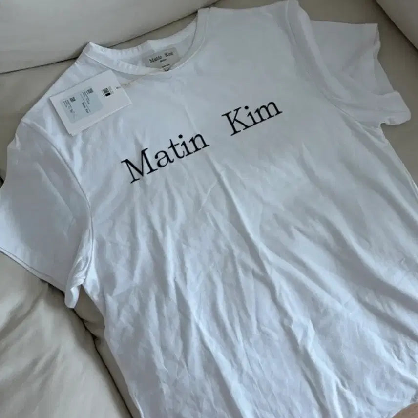 [BUNJANG] Matin Kim Logo Short Sleeve T-Shirt White F / 마뗑킴 로고 반팔 티셔츠 화이트F 새제품