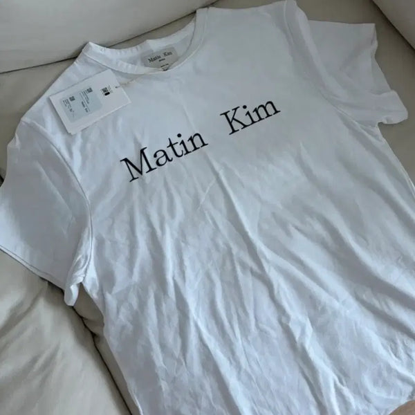 [BUNJANG] Matin Kim Logo Short Sleeve T-Shirt White F / 마뗑킴 로고 반팔 티셔츠 화이트F 새제품