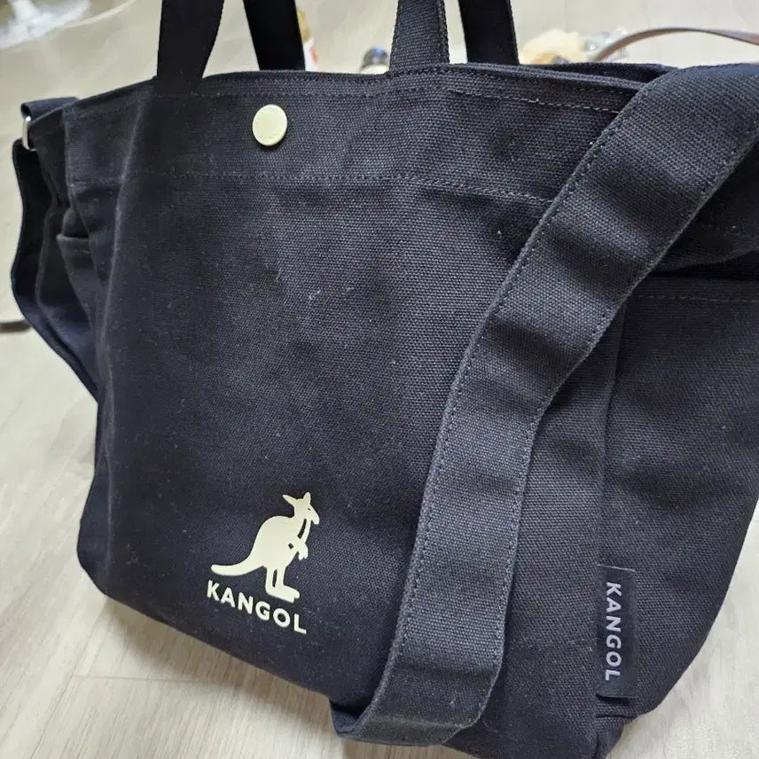 [BUNJANG] Kangol Black Canvas Tote Bag / 캉골 토트백 블랙