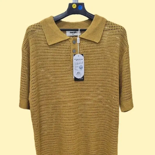 [BUNJANG] Knit Polo Shirt Yellow (New) / 니트 카라티 (새상품)
