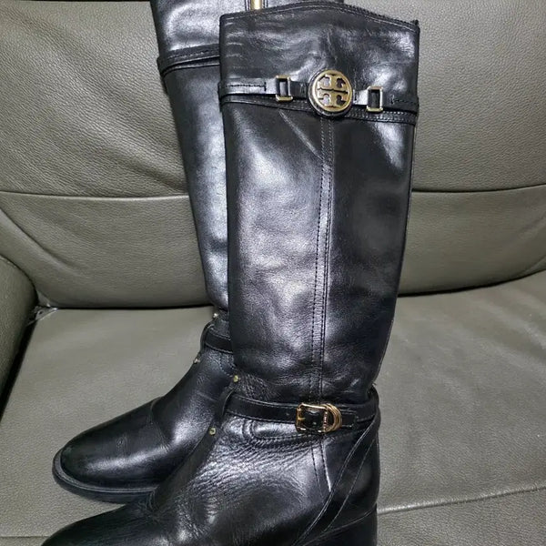 [BUNJANG] Tory Burch Black Leather Long Boots 6.5M / 토리버치 블랙 가죽 롱부츠 6.5M