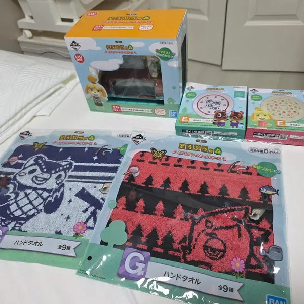 [BUNJANG] Animal Crossing Isabelle Last One Prize Clock & Hand Towels & Plates Bundle / 동물의 숲 쿠지 여울이 라스트원 시계 및 핸드타월 동물의 숲 접시 일괄