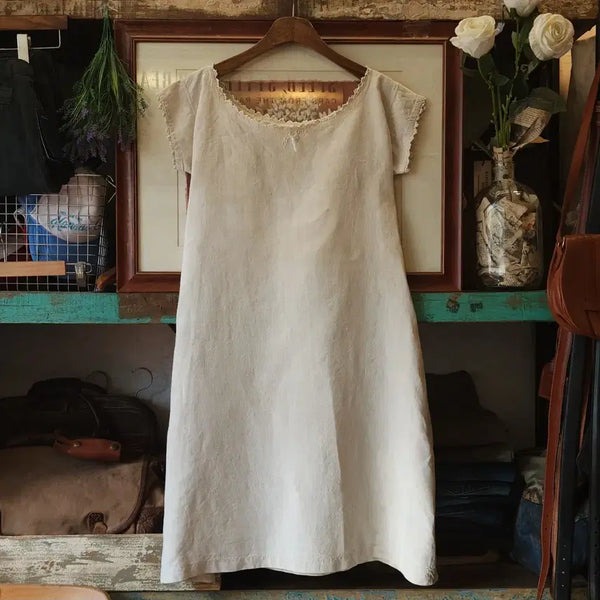 [BUNJANG] 1830s Vintage French Linen Chemise Dress Country Lace / 80s 빈티지 쉬미즈 린넨 슬립 원피스 컨트리 레이스 프랑스 빈티지 프렌치 스타일