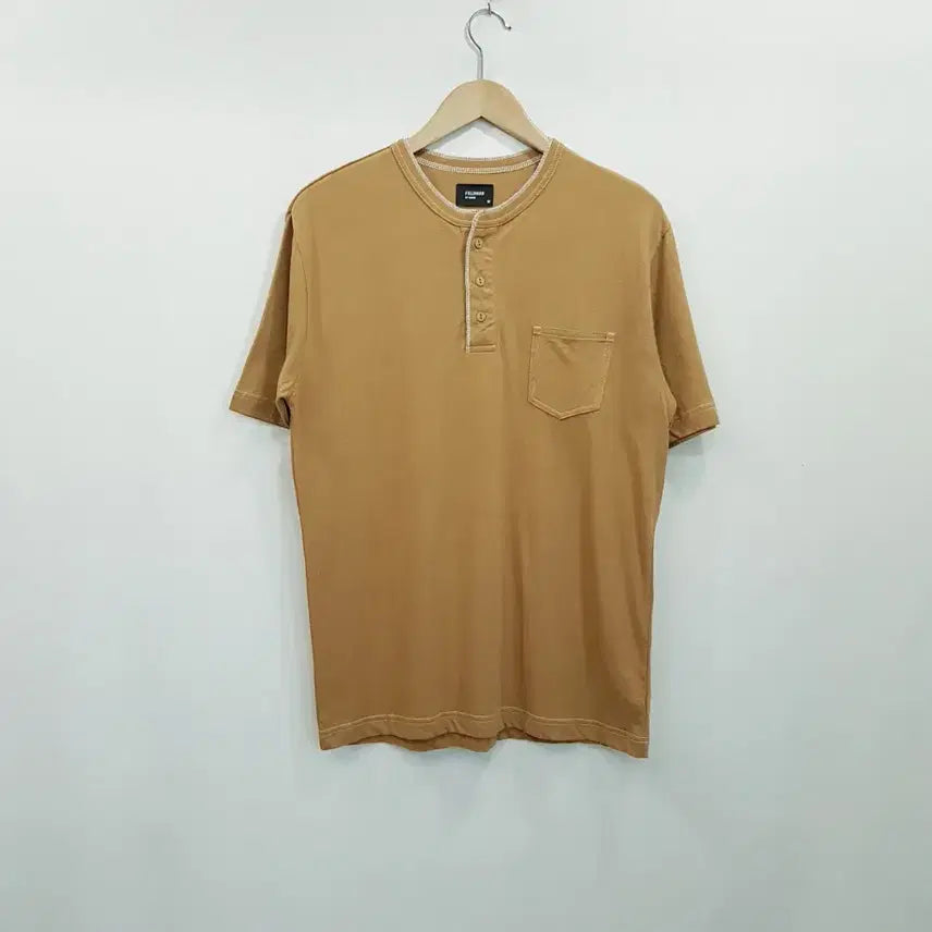[BUNJANG] Edwin Camel Linen Half Sleeve T-Shirt Men's M / R282 에드윈 스티치 포켓 카멜 린넨 마 반팔 티셔츠 남M