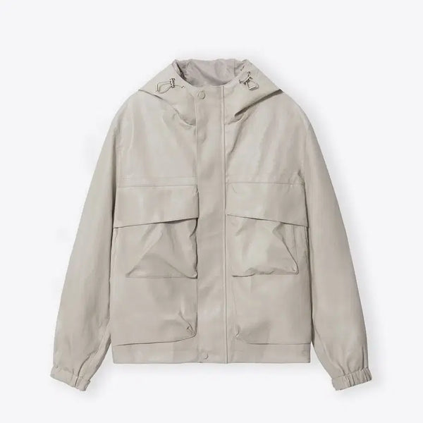 [BUNJANG] THEY Heai Flap Leather Hooded Jacket / THEY Heai 플랩 레더 후드 자캣