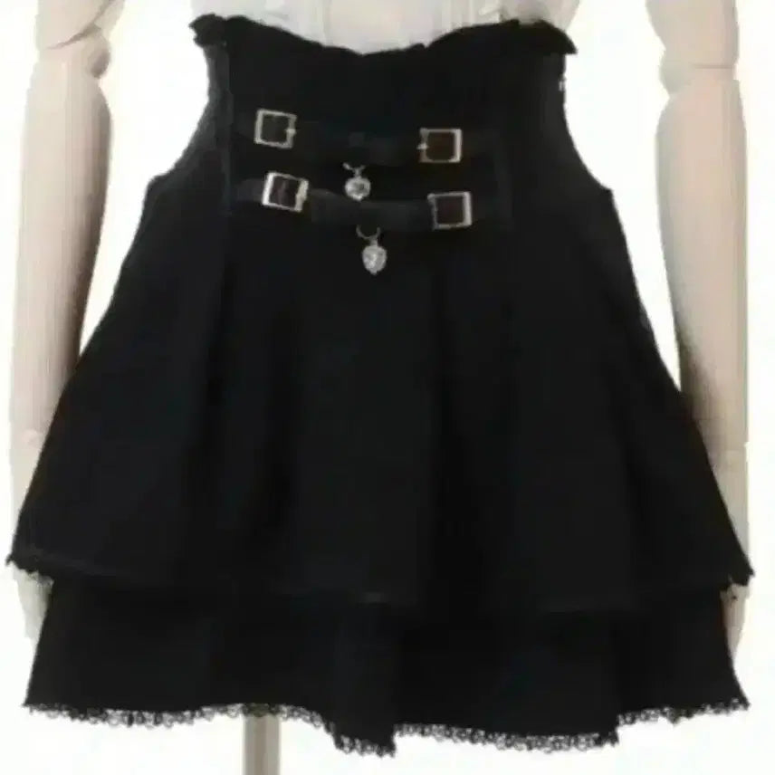 [BUNJANG] Lizlisa 2-Tier Belt Skirt Black / 리즈리사 2연벨 스커트 블랙 정품 양지뢰 지뢰계 양산형
