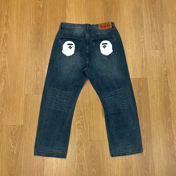 [BUNJANG] BAPE Ape Head Relaxed Fit Denim Jeans / 교신 o BAPE Ape Head Relaxed Fit Denim