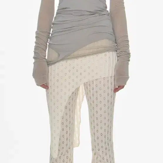 [BUNJANG] Cacele Trimmed Layered Pants Ivory / 카셀 트리미드 레이어드 팬츠 아이보리