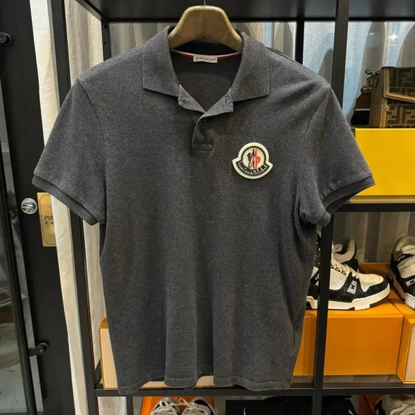 [BUNJANG] Moncler Big Logo Polo T-Shirt Grey Size S / [정품 , S사이즈] 몽클레어 빅로고 카라티 그레이