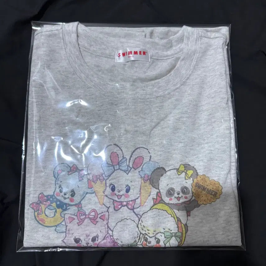 [BUNJANG] Swimmer Character Short Sleeve T-Shirt Grey L / 스위머 캐릭터 반팔 티셔츠 그레이 L사이즈