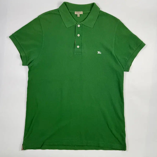 [BUNJANG] Burberry London Nova Check Placket Pique Short Sleeve Polo Shirt - Green, Slim XL / 버버리 런던 노바체크 플라켓 피케 반팔티 그린 슬림XL