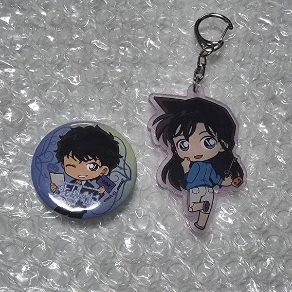 [BUNJANG] Detective Conan Matsud Jinpei Badge & Mori Ran Acrylic Keyring Bundle Set / 명탐정 코난 방탈출 마츠다 진페이 뱃지 모리 란 아크릴 키링 일괄 양도