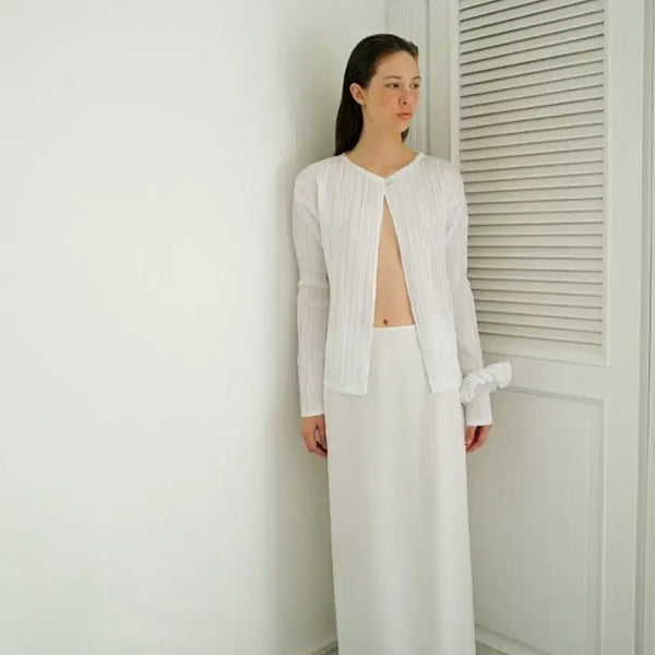 [BUNJANG] LE17SEPTEMBRE FREYA Pleats Cardigan White / le17septembre FREYA PLEATS CARDIGAN 프레야 플리츠 가디건