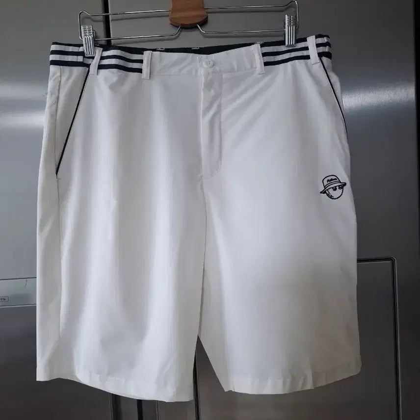 [BUNJANG] Malbon Golf Shorts White/Black Tricolor Stripe / 말본 골프 반바지 화이트/블랙 삼선 포인트