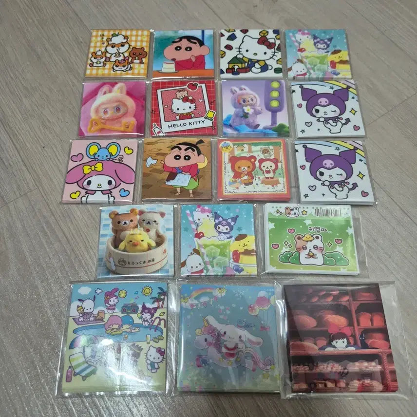 [BUNJANG] Character Square Sticker Set (18 Pieces) / 캐릭터 사각 스티커 18개 세트