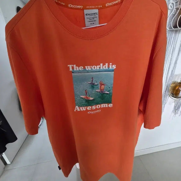 [BUNJANG] Discovery Expedition Orange Graphic Print T-Shirt Size 100 / 디스커버리 반팔티 오렌지 100