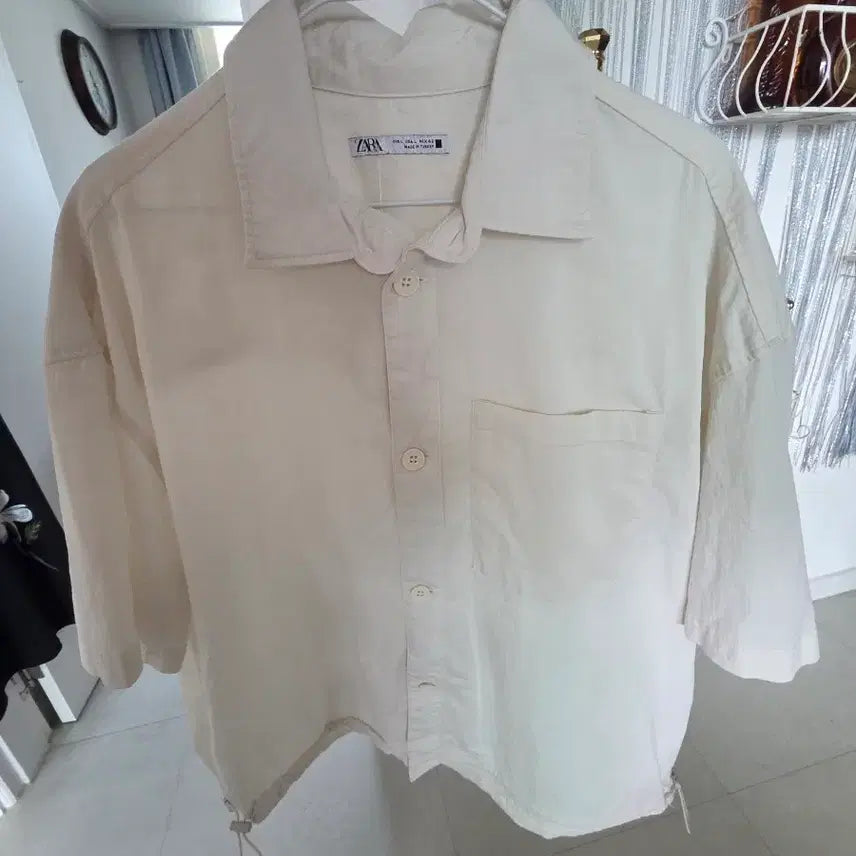 [BUNJANG] Zara Ivory Short Sleeve Shirt Size 100 / 자라 반팔 셔츠 아이보리100