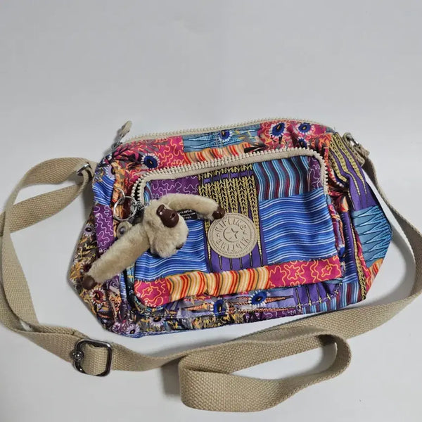 [BUNJANG] Kipling Vintage Ethnic Pattern Crossbody Bag with Keychain / [정품] 키플링 빈티지 에스닉 패턴 크로스백 / 키링 포함