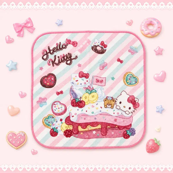 [BUNJANG] Sanrio Hello Kitty Cake Pattern Handkerchief Pink / [새상품] 헬로키티 케이크 손수건 핑크