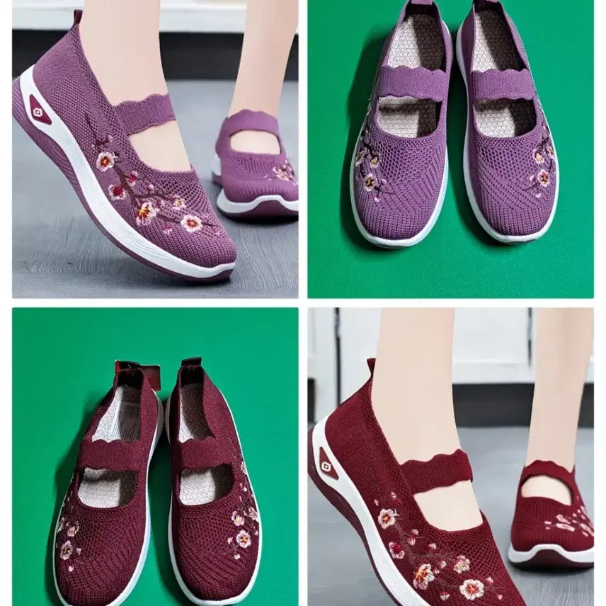 [BUNJANG] Embroidered Floral Mesh Sneakers / 자수 포인트 여성 스니커즈