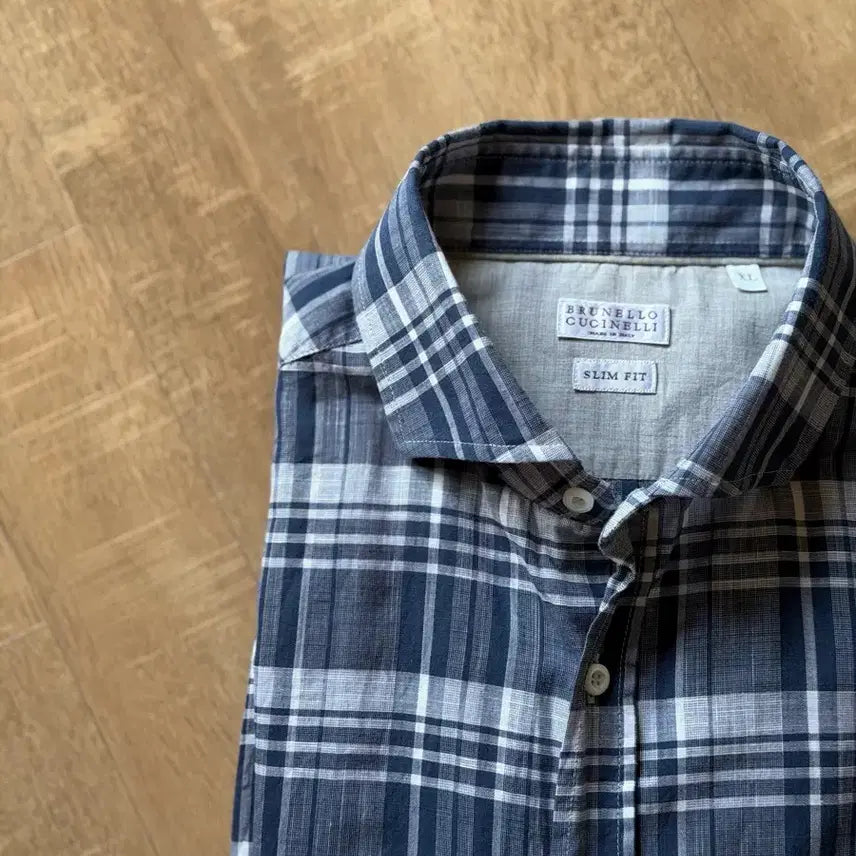 [BUNJANG] Brunello Cucinelli Blue Plaid Shirt XL / [110] 브루넬로 쿠치넬리 블루 플레이드 셔츠 (XL)