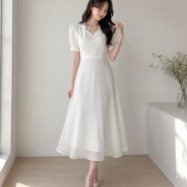 [BUNJANG] It Misha White Puff Sleeve Dress Size 55 / 잇미샤 화이트 퍼프소매 원피스 55사이즈