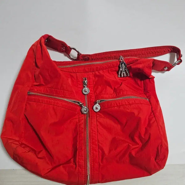 [BUNJANG] Kipling HERMINE Nylon Crossbody Shoulder Bag (Red/Metal Charm) / [정품] 키플링 HERMINE 나일론 크로스백 숄더백 (레드/메탈참)