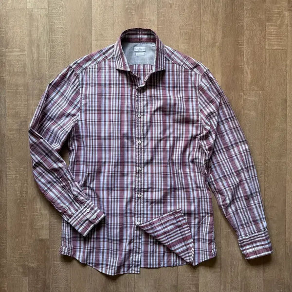 [BUNJANG] Brunello Cucinelli Burgundy Plaid Shirt XL / [110] 브루넬로 쿠치넬리 버건디 플레이드 셔츠 (XL)