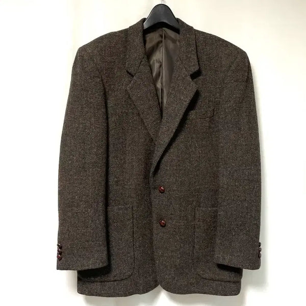 [BUNJANG] Harris Tweed Trad Club 100% Wool Blazer Jacket - Brown / 해리스트위드 트래드클럽 울 100% 클래식 블레이저 자켓 97 _ 브라운