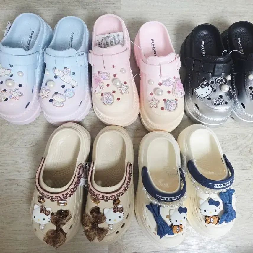 [BUNJANG] Sanrio Hello Kitty Platform Sandals Slides / 산리오 키티  크록스 통굽 샌들 슬리퍼