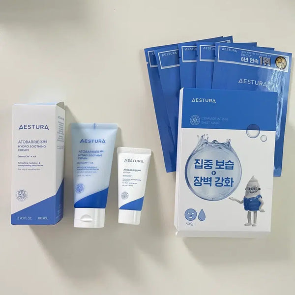 [BUNJANG] AESTURA 365 Hydro Soothing Cream Set / 새상품/ 에스트라 365 하이드로 수딩 크림 80ml+마스크팩+로션30m