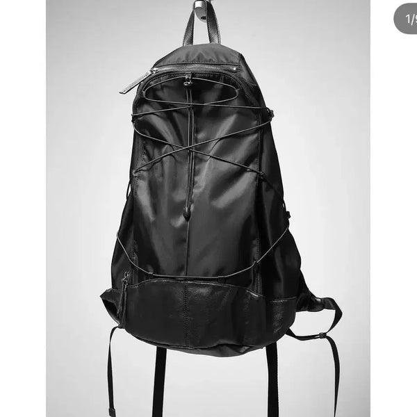 [BUNJANG] Hatching Room Nylon Leather Backpack / 해칭룸 나일론 레더 가방