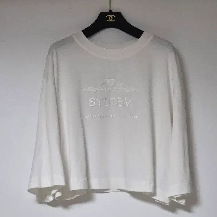 [BUNJANG] SYSTEM Embroidered Cropped T-shirt / 시스템 SYSTEM 24 자수 크롭 티셔츠 (F)