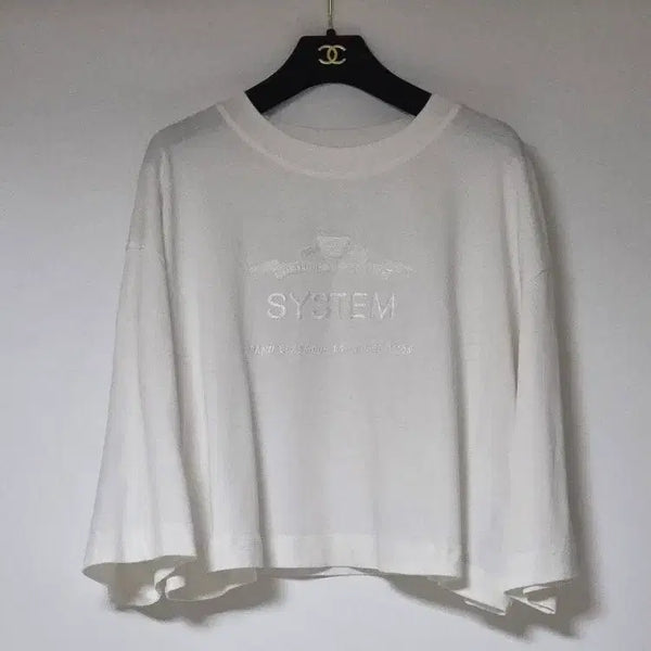[BUNJANG] SYSTEM Embroidered Cropped T-shirt / 시스템 SYSTEM 24 자수 크롭 티셔츠 (F)