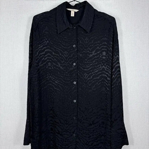 [BUNJANG] H&M Black Pattern Blouse / 정품 H&M 블랙 패턴 블라우스