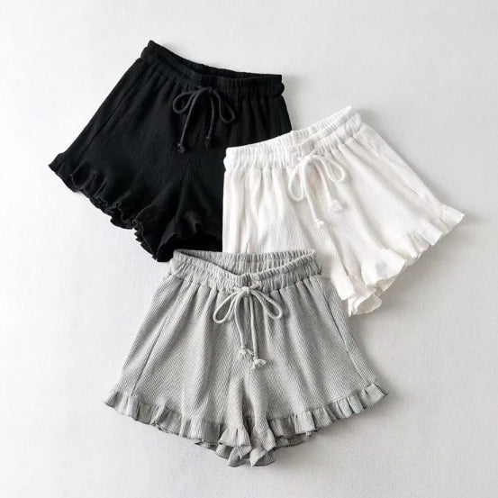 [BUNJANG] Waffle Frill Banding Shorts Summer Pants / 와플 프릴밴딩 숏팬츠 여자 반바지 프릴팬츠 여름 밴딩 팬츠 밴딩바지